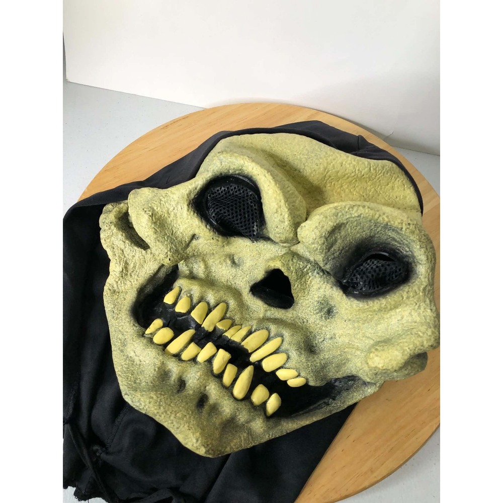 Vintage 90s Paper Magic Group Skull Mask Halloween Adult OS Hooded Grim Reaper - Picture 8 of 14
